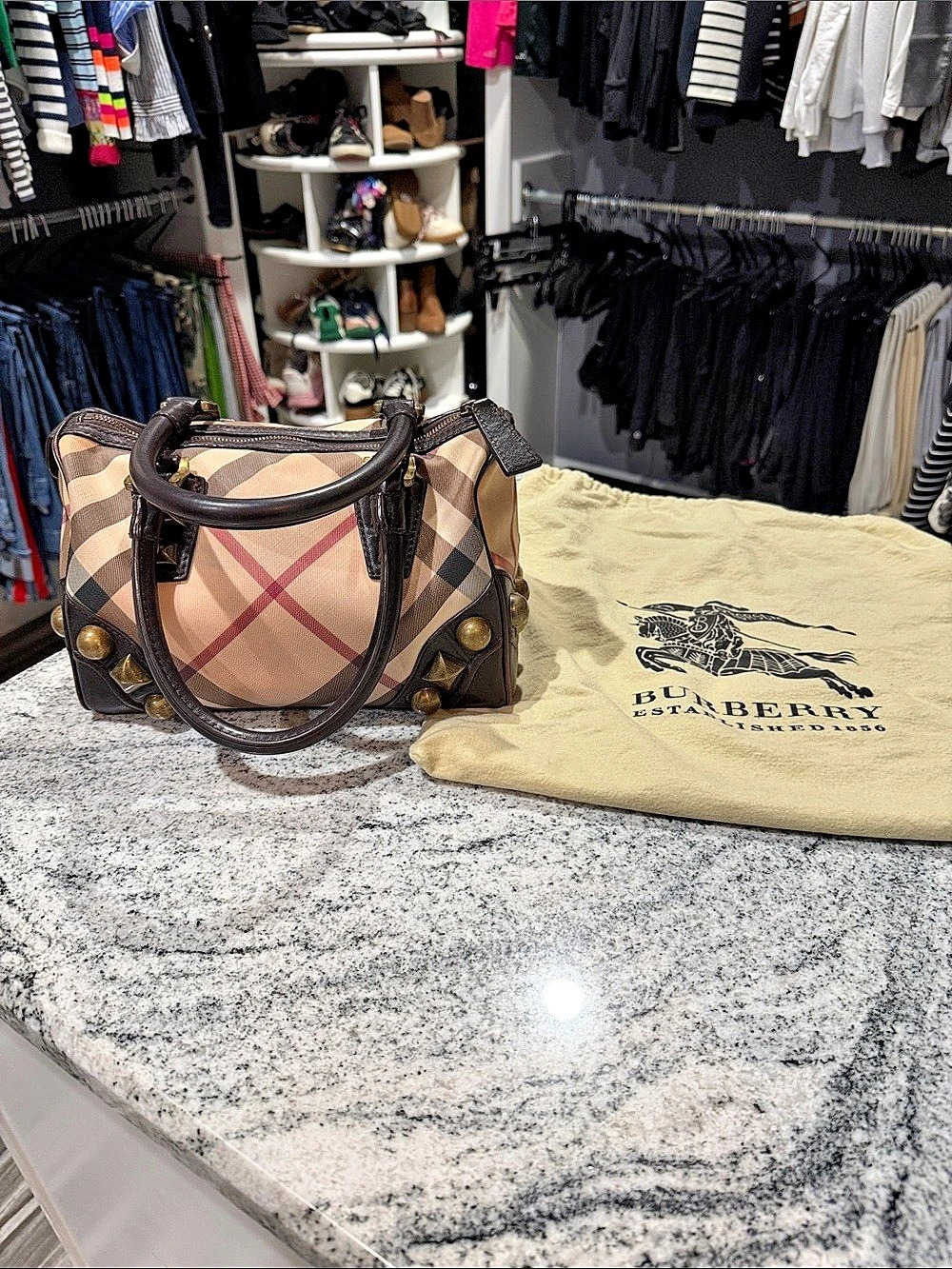 Burberry Vintage Supernova Mega Stud Chester Bowling Bag.